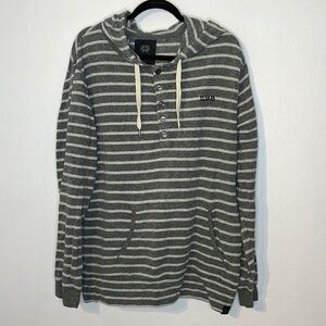 Djab classic stripes cotton half buttons hooded long sleeve top